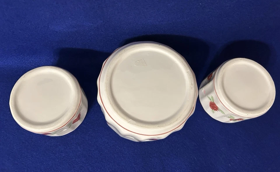 Contenedores Abiertos Juego de 3 Flores Rojas Una 4"T 4"D Dos 3"T 3"D Foto 4 de 4