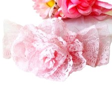Pink LaceHair Bow Barrettes Women  s Girls Flowers Rose 6 1/2  Accessories Gifts