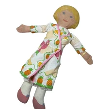 Vintage 70s Clothkits Cloth Rag Doll w/ Clothes Dress Robe Tutti Frutti Blonde