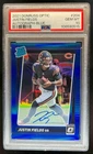 2021 Donruss Optic Justin Fields Rated Rookie RPS Auto Blue RC #94/99 PSA 10