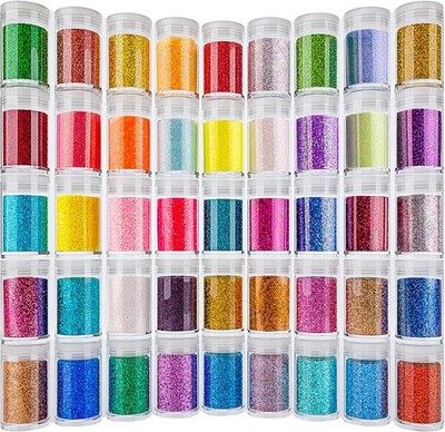 Fine Glitter 45 Colors Set, Holographic Glitter Powder for Tumblers, Arts