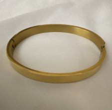 Gold Tone Open Cuff Bangle Bracelet, Metal, N...