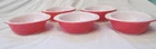 5 Vintage Pyrex #080 Flamingo Pink 1950s 8 oz Individual Casserole dishes VHTF