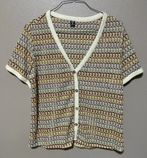 SHEIN Curvy colorful Striped/button- down  knitted top Sz 0XL