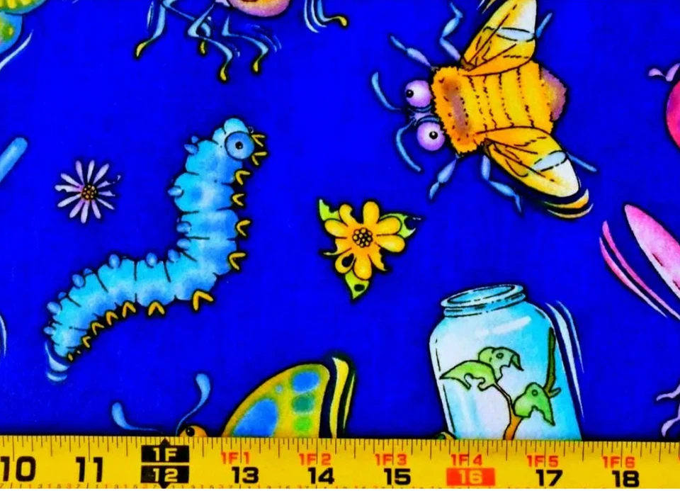 Daisy Kingdom Bugzy Allover Pattern Cotton Fabric 32" W x 29" L - Image 3 of 4