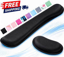 Keyboard Wrist Rest Ergonomic Support Mouse Pad Set Memory Foam Non Slip Black