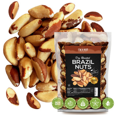 Premium Wild Harvested Dry Roasted Brazil Nuts with Sea Salt, 1 Lb (16 Oz)   Hig