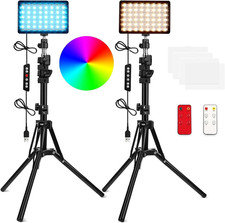 RGB LED Video Light Kit with Adjustable Tripod for Streaming  Photography