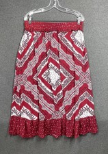 FatFace Alessia Red Batik Midi Skirt Boho Floral Bandana Gypsy Style Women’s 14