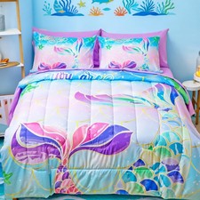Zuexvofy Purple Mermaid Queen Bedding Kids Comforter Sets For Girls 7-Piece