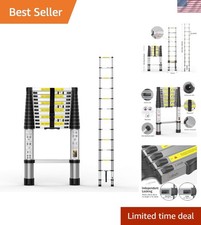 12.5FT Telescoping Extension Ladder - Safe Aluminum Design for All Tasks
