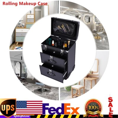 Professional Rolling Makeup Train Case Cosmetic Trolley Makeup Storage Organizer