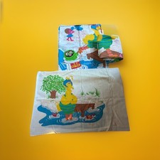 Vintage Sesame Street bed set Fitted,Flat  pillow case Twin Sheet Big Bird Pool
