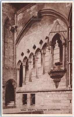 Chester Cheshire Kathedrale Wand Kanzel Vintage Postkarte England Gothic