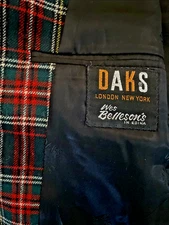 Vtg DAKS Red Green Tartan Plaid Wool Blazer Jacket Sport Coat RARE