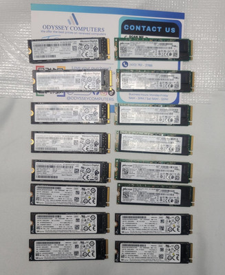 Lot of 16 256GB NVMe PCIe M.2 2280 SSD - Solid State Drives Major Brands