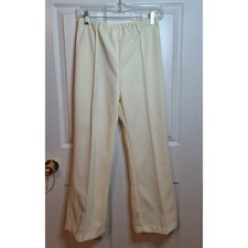 Vintage 80s Pale Yellow Textured Pleated Wide Leg Pants Cropped Retro Size M