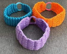 LOT OF 3 HANDMADE CROCHET Baby/ Toddler BLUE,LILAC,ORANGE Headband EAR WARMER