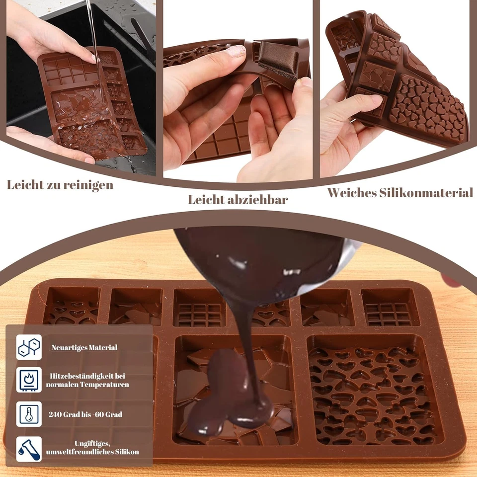 4 Pezzi Stampo in Silicone per Cioccolato, Stampi Silicone Cioccolatini Antiader - Immagine 3 di 4