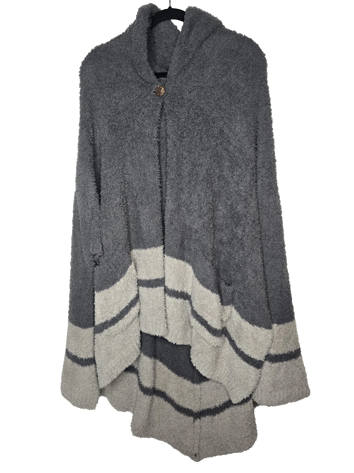 Barefoot Cozy Chic Knit Dreams Gray Zumba Cape Poncho One Size Pockets