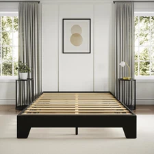 Lugano Platform Bed Frame - Modern Minimalist Design, Solid Wooden Slat Support,