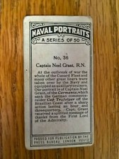 BAT cigarette card: Naval Portraits no. 36 Capt Noel Grant RN