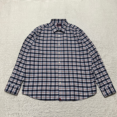 Untuckit Shirt Men 2XL XXL Blue Plaid Flannel Kaesler Cotton Long Sleeve Casual