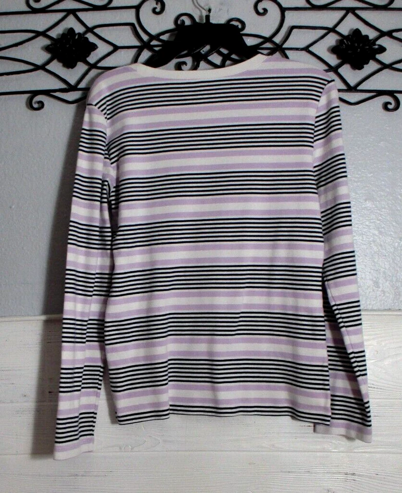 Tommy Hilfiger Mujer Tejido Top Talla L Manga Larga Multicolor Rayas Cuello Redondo Foto 2 de 4
