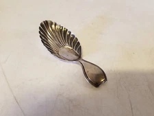 Antique Sterling Tea Caddy Spoon with Shell Design & Faint Makers Mark