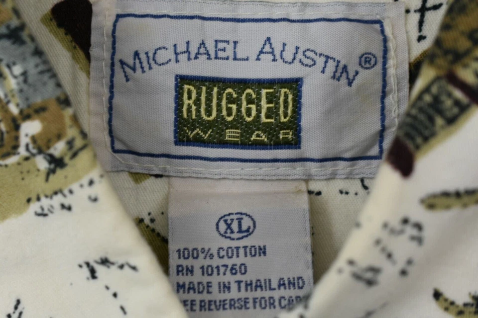 Camisa de vestir Michael Austin resistente para hombre con botones de algodón estampado múltiple XL Foto 3 de 4