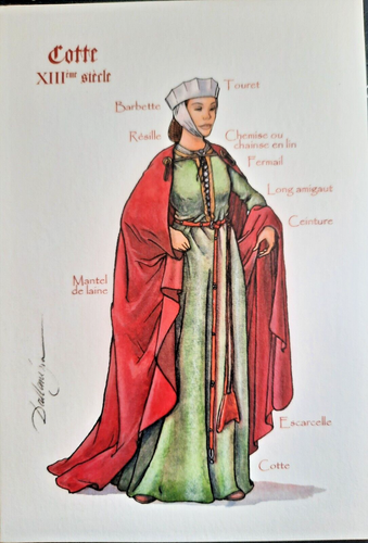 Postcard - Medieval French Costume 2 Cotte - Unused