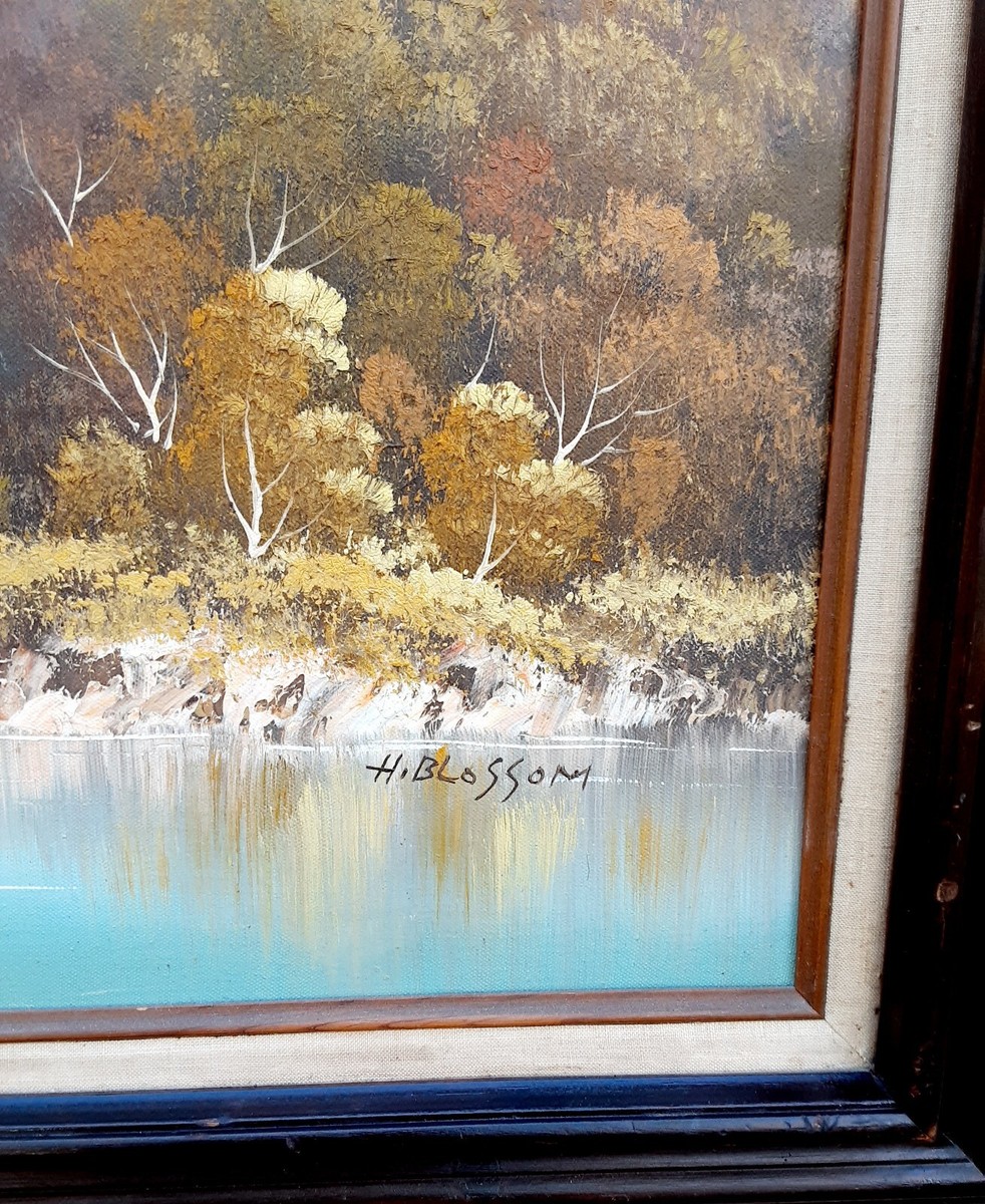 Oil On Canvas Signed, H. Blossom - Mid-20th Century Mountain
