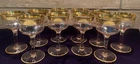 Vintage Tiffin Glass Valencia Pink & Gold  / 4 Oz.  Goblets Stem / Set of 10