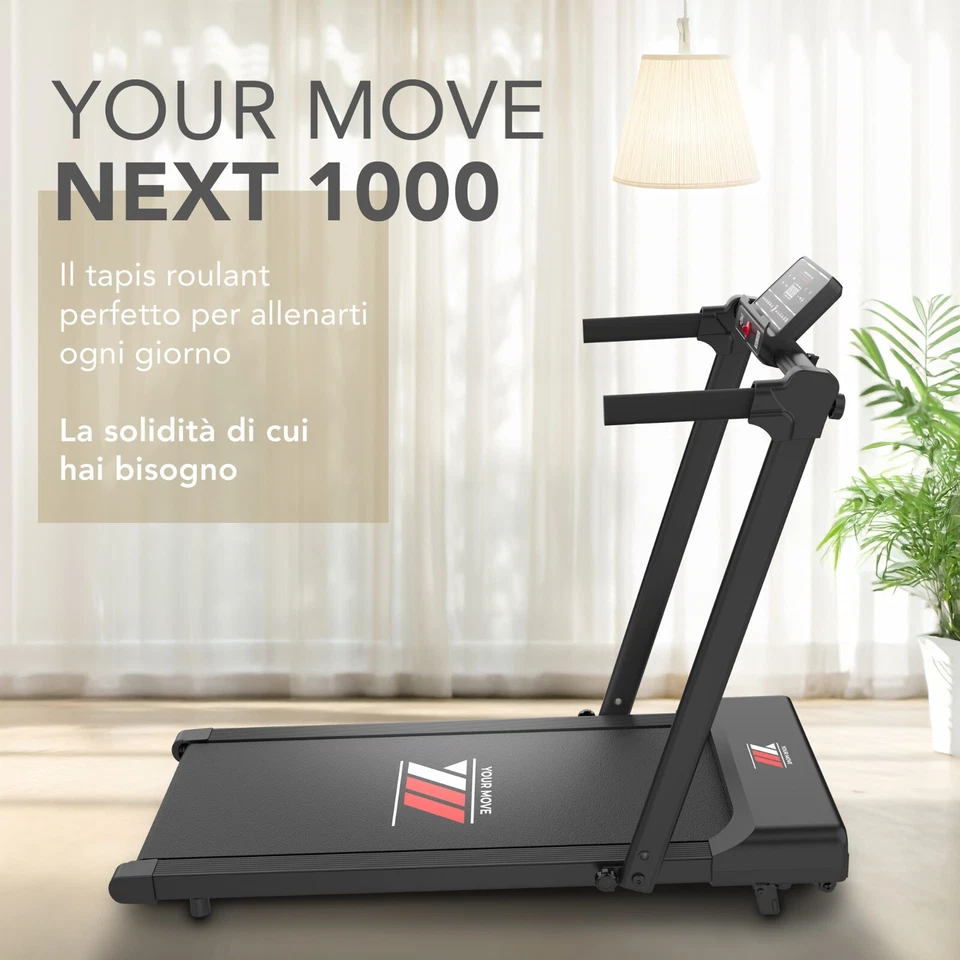 YM NEXT 1000 Tapis Roulant Elettrico Pieghevole, Salvaspazio, 12 programmi, Nero - Immagine 2 di 4