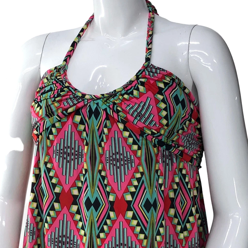 Mini vestido halter estampado azteca poli elástico talla M Tbags Los Angeles para mujer  Foto 2 de 4
