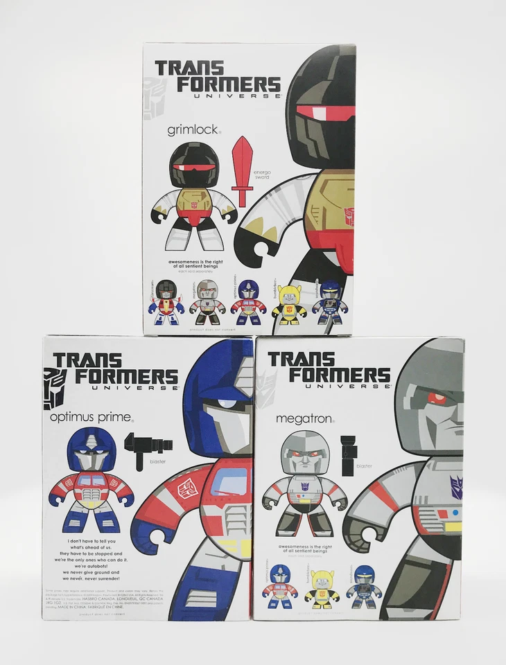 TRANSFORMERS Mighty Muggs OPTIMUS PRIME MEGATRON GRIMLOCK Factory Sealed No Pops - Image 2 of 4