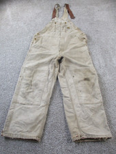Vtg Carhartt Thrashed Destroyed Lined Overalls 40x27 Grunge Trucker Double Knee