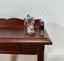 Dollhouse Miniature Cotton Swabs in Glass Jar with Lid 1:12 Scale Vanity Decor