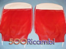 FIAT 500 F COPPIA FODERE SEDILI ANTERIORI TAPPEZZERIA ROSSA CON LUNETTA
