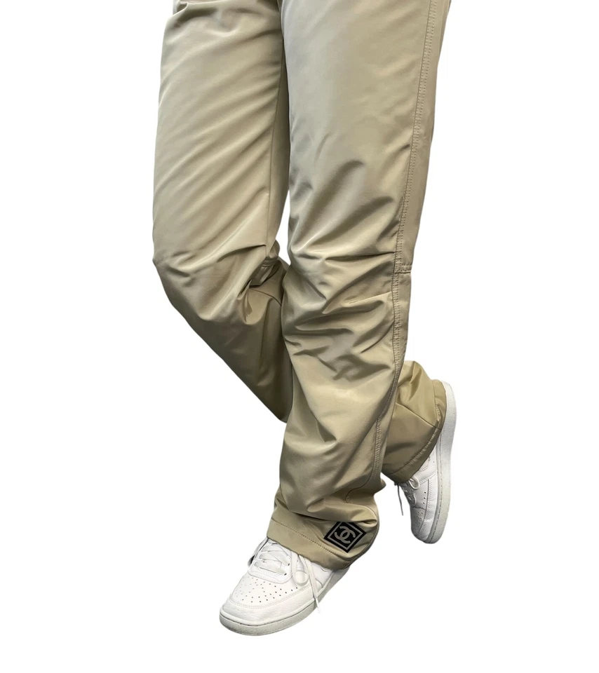 CHANEL Sport Vintage 02A CC Logo Pants #36 Snap Zip Beige Nylon Rank AB - Изображение 4 из 4