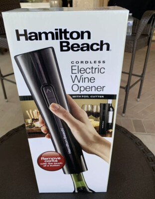 Hamilton Beach Cordless Electric Wine Opener Model #76610 (NEW) Great Gift Idea