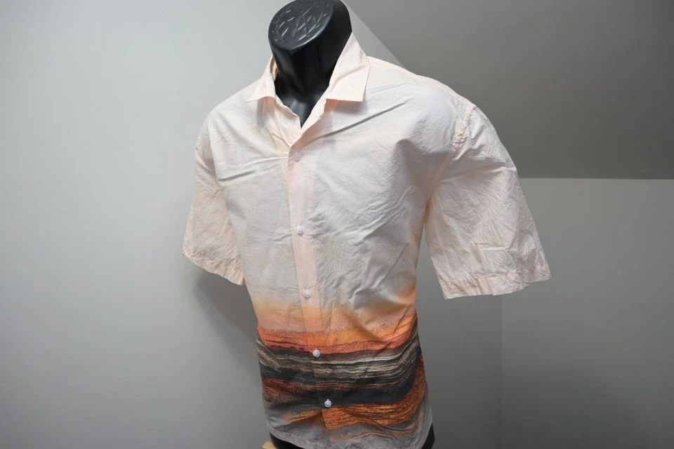 Topman Casual Button Up Hawaiian Shirt Beach View Short Sleeve Mens Sz Small - Image 3 of 4