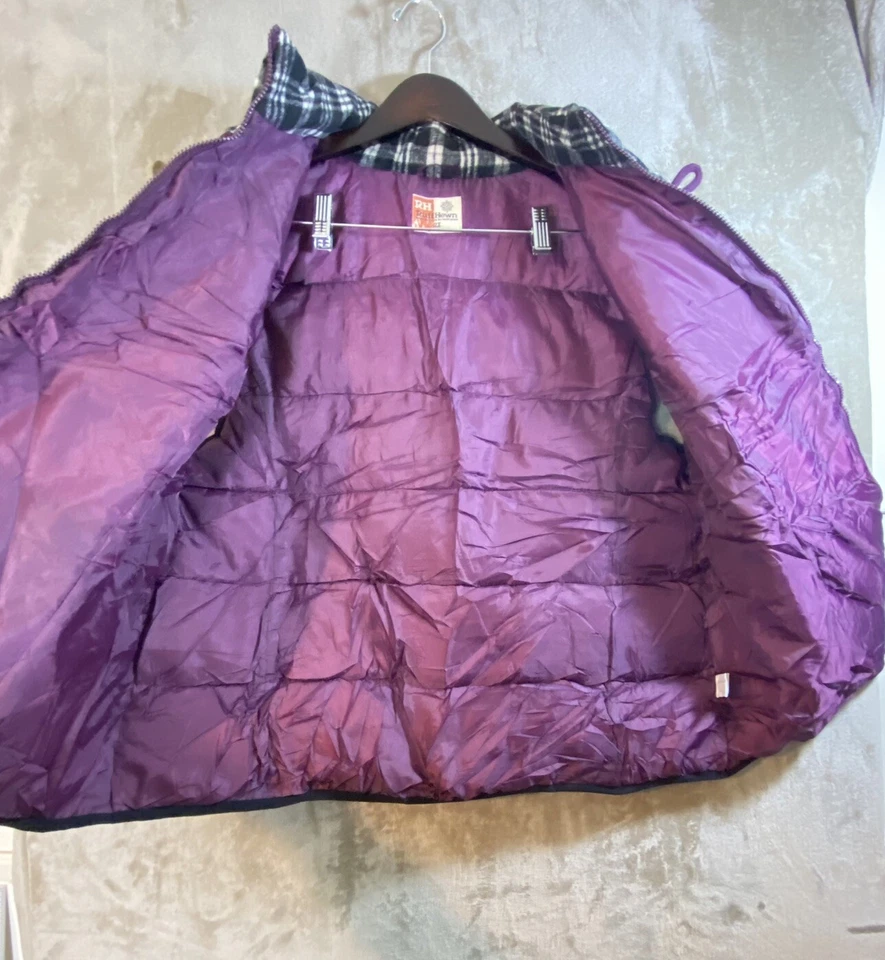 Chaleco acolchado tallado con volantes para mujer talla 2XL Regal ciruela madera botones bolsillos cremallera completa Foto 4 de 4