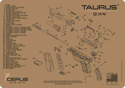 Taurus GX4 Schematic Handgun Mat FDE | eBay
