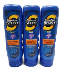 3 coppertone sport spf 30 water resistant 8oz ea scuffed bottles