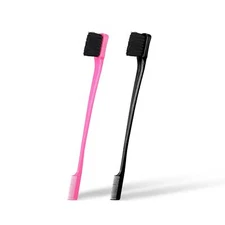 Foxi Fresh Double Sided Edge Control Hair Brush Comb Combo Pack 2 Pieces Pink...