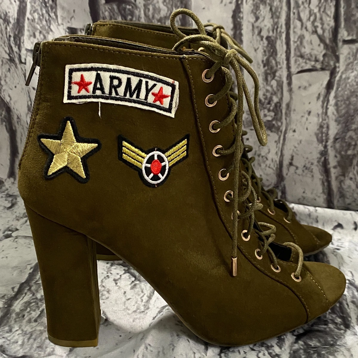 Bamboo back zip womens combat boots clearance