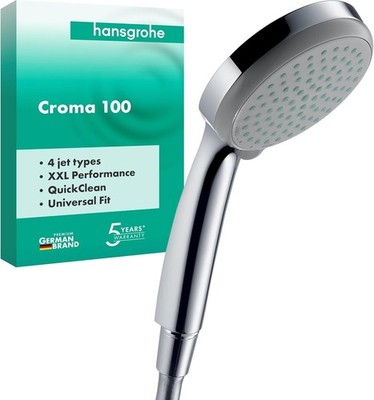 hansgrohe Croma 100 Handbrause 4 Strahlarten chrom QuickClean 28535000