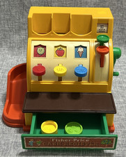 Vintage 1974 Fisher Price Toy Cash Register  2 Coins Working Bell