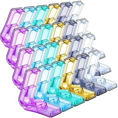 Nuanchu 24-Piece Pill Cutter Portable Medicine Holder with Stainless Steel Blade
